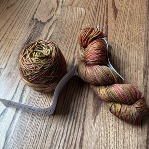 Madelinetosh Tosh DK Yarn Lot of 2 Magnolia Leaf Hand Dyed Fall Brown Red Wool
